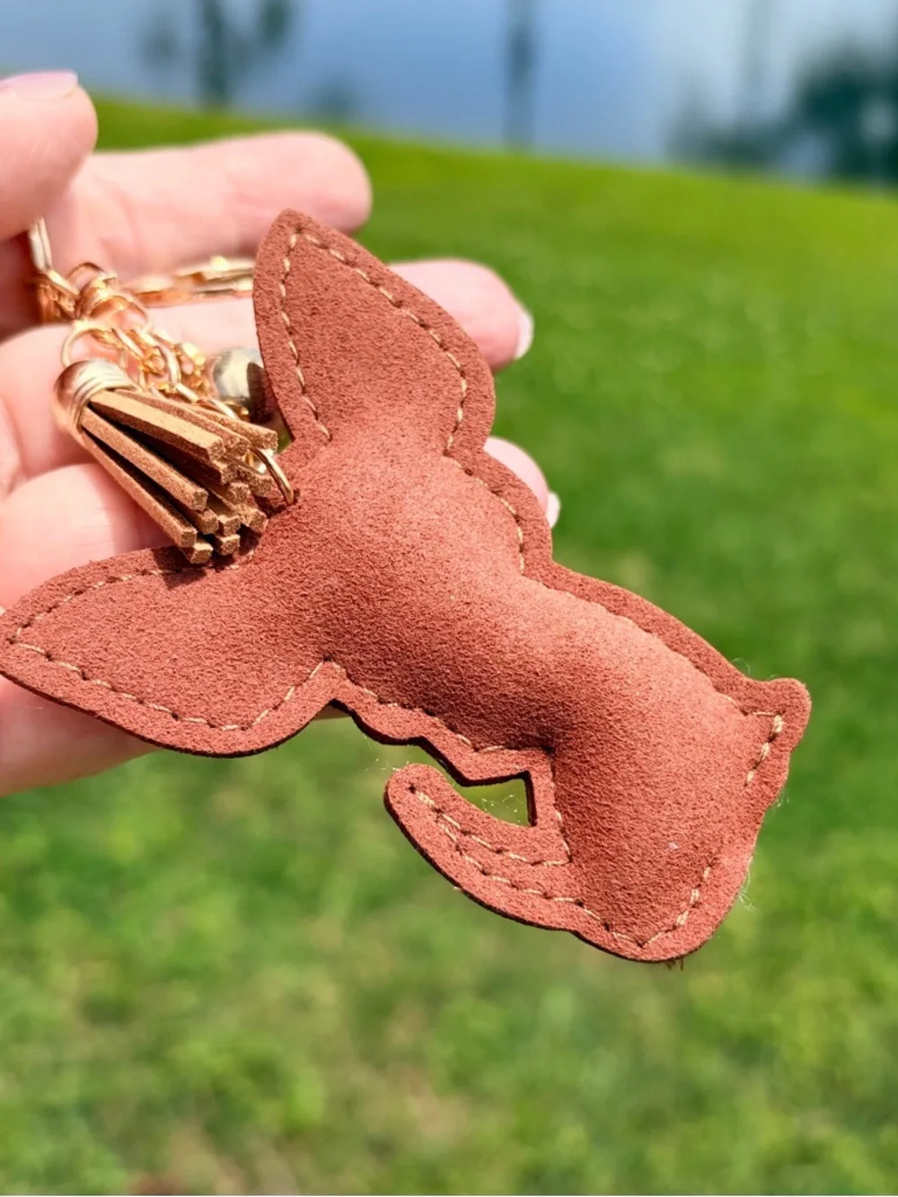 Crystal Chihuahua Keychain in Brown and Pink